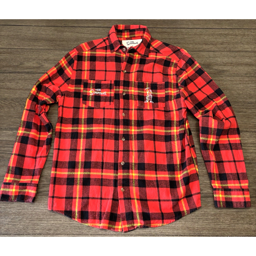 Cakeworthy The Simpsons Bart Don’t Have A Cow Flannel Shirt Mens Small Vintage